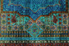 6x8 Green and Blue Turkish Tribal Rug