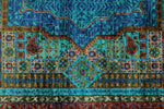 6x8 Green and Blue Turkish Tribal Rug