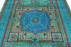 6x8 Green and Blue Turkish Tribal Rug