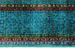 6x8 Green and Blue Turkish Tribal Rug