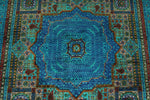 6x8 Green and Blue Turkish Tribal Rug