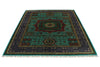 6x8 Light Blue and Gray Turkish Tribal Rug
