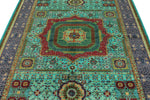 6x8 Light Blue and Gray Turkish Tribal Rug