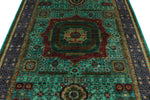 6x8 Light Blue and Gray Turkish Tribal Rug