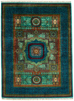 6x8 Turquoıse and Navy Turkish Tribal Rug