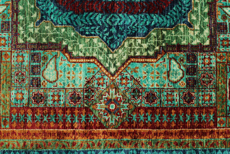 6x8 Turquoıse and Navy Turkish Tribal Rug