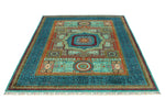 6x8 Turquoıse and Navy Turkish Tribal Rug