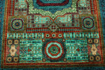 6x8 Turquoıse and Navy Turkish Tribal Rug