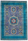 6x8 Purple and Turquoıse Turkish Tribal Rug