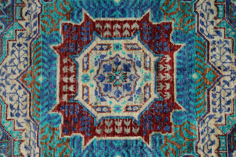 6x8 Purple and Turquoıse Turkish Tribal Rug