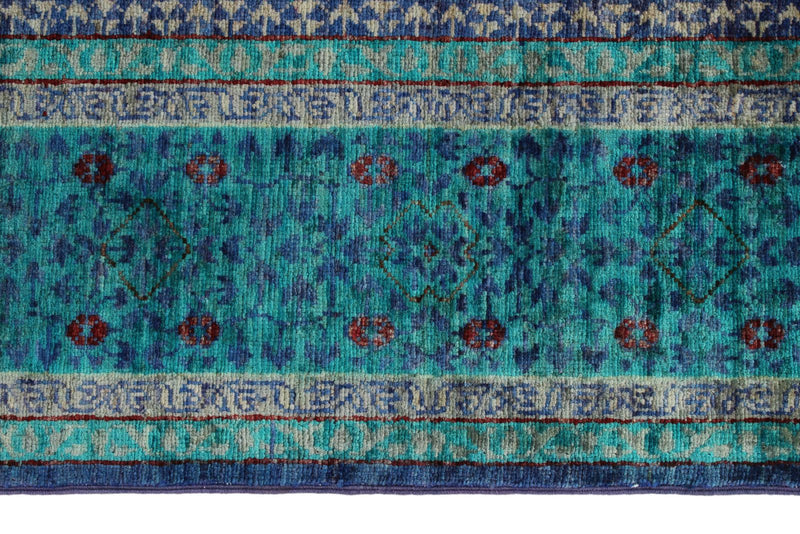 6x8 Purple and Turquoıse Turkish Tribal Rug