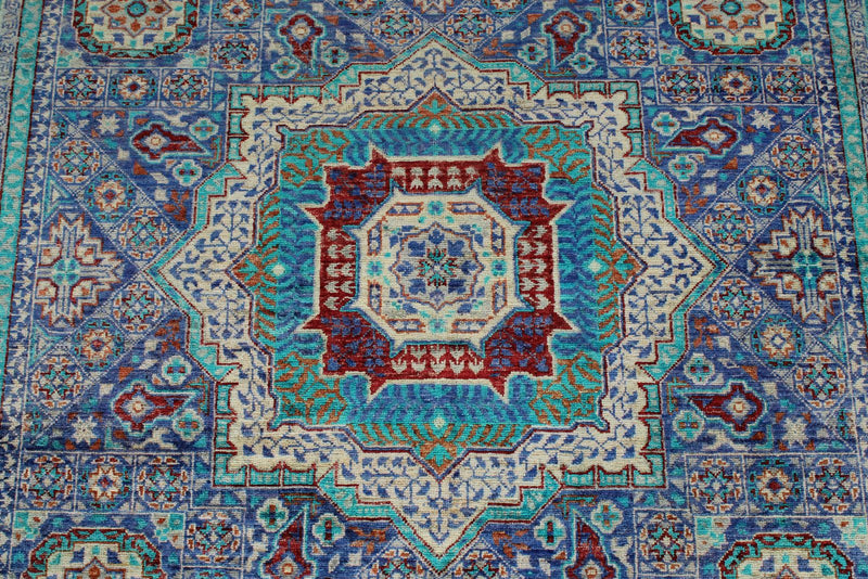 6x8 Purple and Turquoıse Turkish Tribal Rug