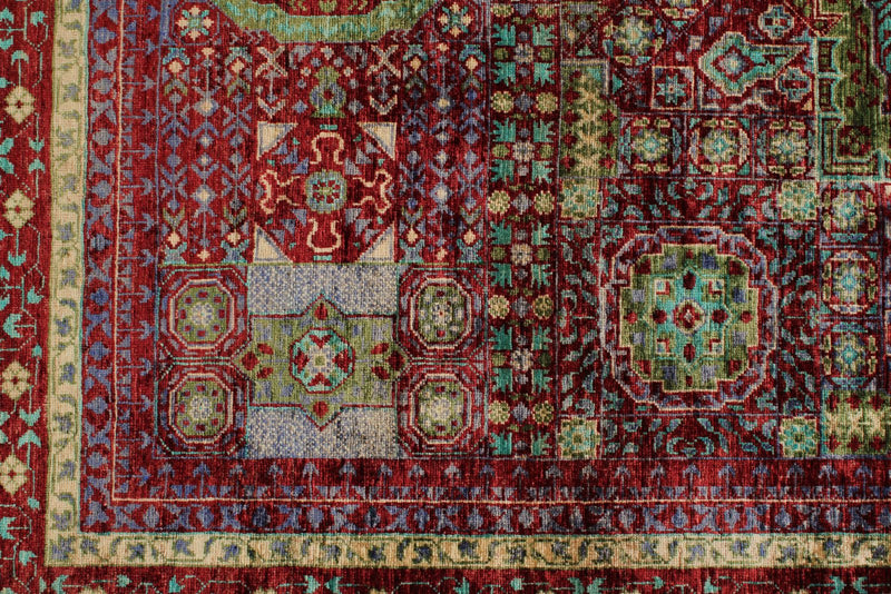 6x8 Multicolor and Red Turkish Tribal Rug