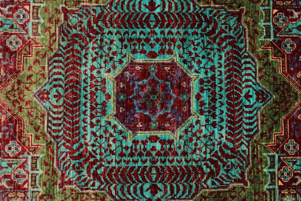 6x8 Multicolor and Red Turkish Tribal Rug