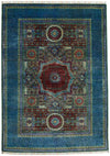 6x8 Multicolor and Blue Turkish Tribal Rug