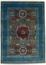 6x8 Multicolor and Blue Turkish Tribal Rug