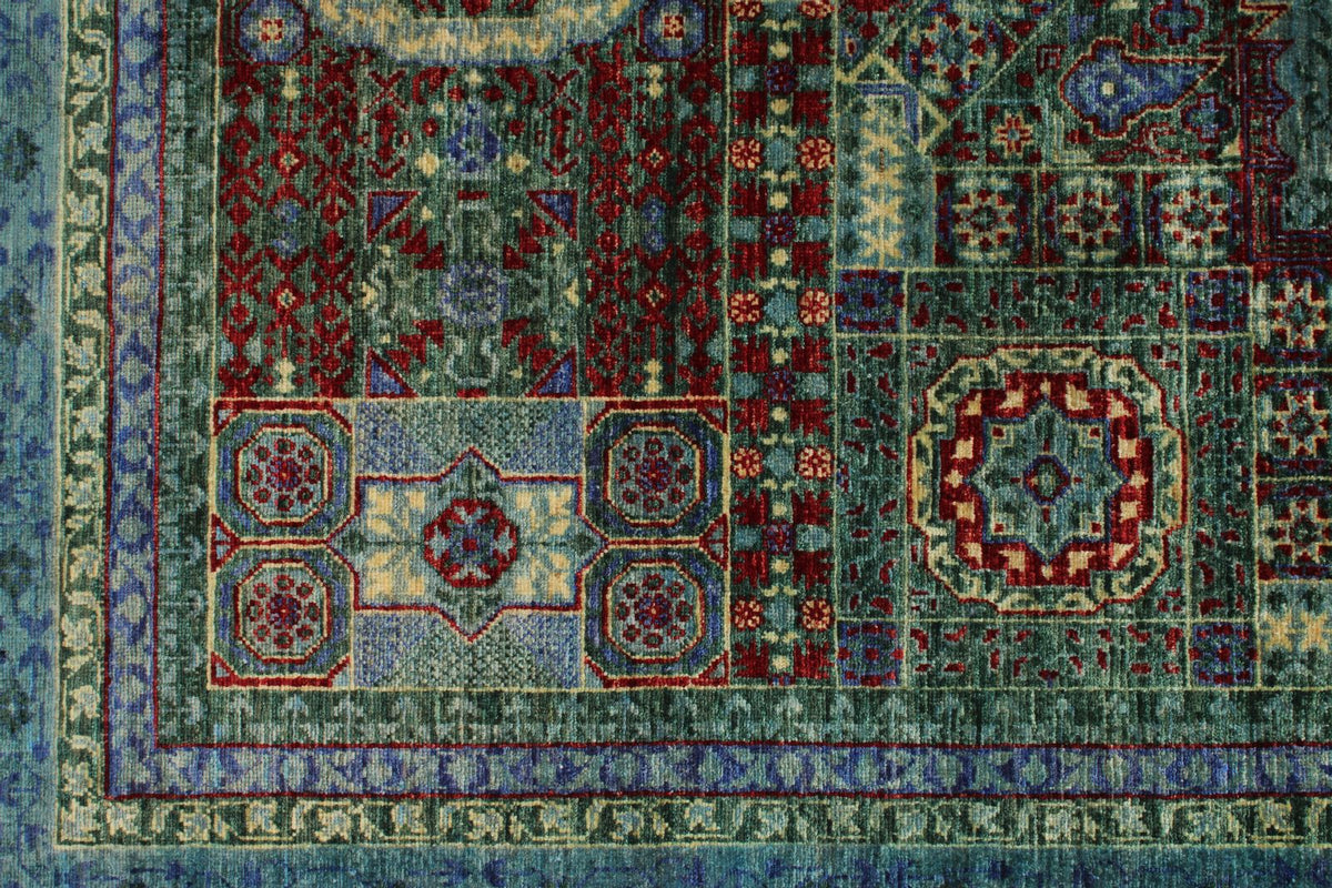 6x8 Multicolor and Blue Turkish Tribal Rug