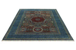 6x8 Multicolor and Blue Turkish Tribal Rug