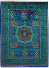 6x8 Blue and Turquoıse Turkish Tribal Rug