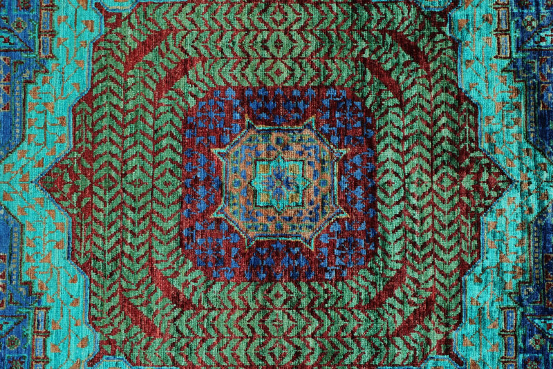 6x8 Blue and Turquoıse Turkish Tribal Rug