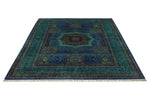 6x8 Blue and Turquoıse Turkish Tribal Rug