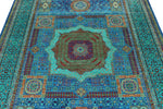 6x8 Blue and Turquoıse Turkish Tribal Rug