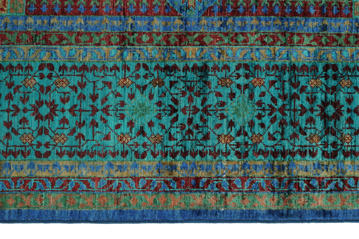 6x8 Blue and Turquoıse Turkish Tribal Rug