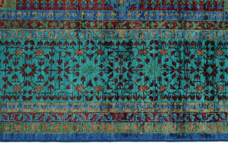 6x8 Blue and Turquoıse Turkish Tribal Rug