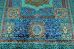 6x8 Blue and Turquoıse Turkish Tribal Rug