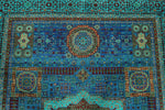 6x8 Blue and Turquoıse Turkish Tribal Rug