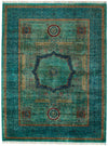 6x8 Green and Multicolor Turkish Tribal Rug