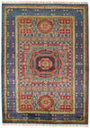 6x8 Multicolor and Blue Turkish Tribal Rug