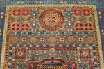 6x8 Multicolor and Blue Turkish Tribal Rug