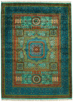 6x8 Turquoıse and Blue Turkish Tribal Rug