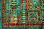 6x8 Turquoıse and Blue Turkish Tribal Rug