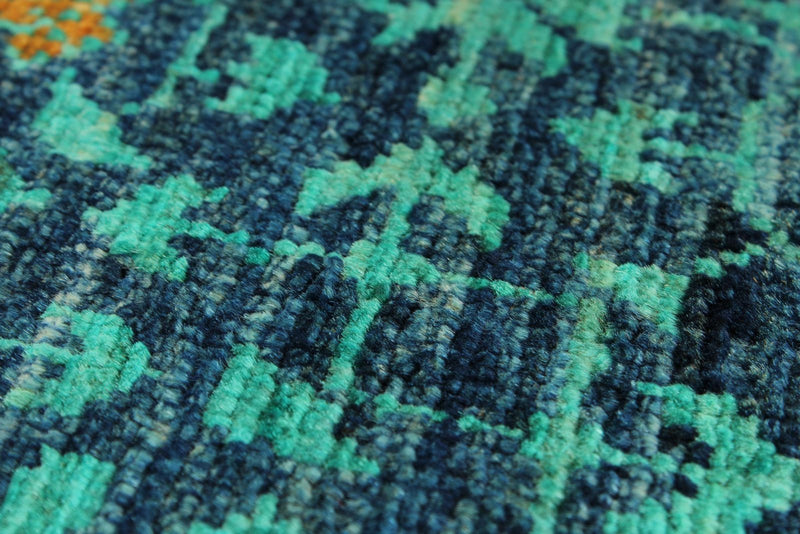 6x8 Turquoıse and Blue Turkish Tribal Rug