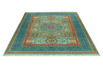 6x8 Turquoıse and Blue Turkish Tribal Rug