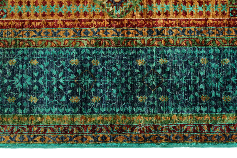 6x8 Turquoıse and Blue Turkish Tribal Rug