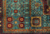 6x8 Blue and Dark Rust Turkish Tribal Rug