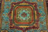 6x8 Blue and Dark Rust Turkish Tribal Rug