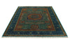 6x8 Green and Blue Turkish Tribal Rug