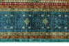 6x8 Green and Blue Turkish Tribal Rug