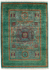 6x8 Green and Green Turkish Tribal Rug