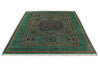 6x8 Green and Green Turkish Tribal Rug