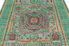 6x8 Green and Green Turkish Tribal Rug