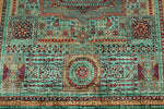 6x8 Green and Green Turkish Tribal Rug