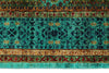 6x8 Light Green and Green Turkish Tribal Rug