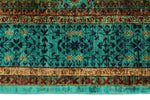 6x8 Light Green and Green Turkish Tribal Rug