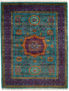 6x8 Light Blue and Purple Turkish Tribal Rug