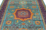 6x8 Light Blue and Purple Turkish Tribal Rug